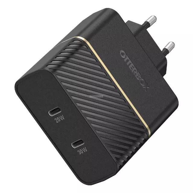 Сетевое зарядное устройство OtterBox - USB-C 50W Dual Port Wall Charger - Fast Charge - Black Shimmer - 78-52724