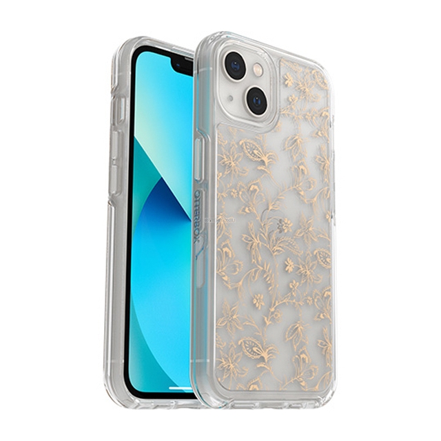 Чехол OtterBox для iPhone 13 - Symmetry Clear Antimicrobial - Wallflower Graphic (Clear/Gold) - 77-85309